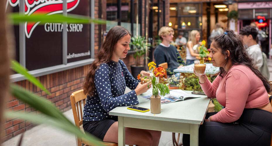 Students in a cafe in Exeter